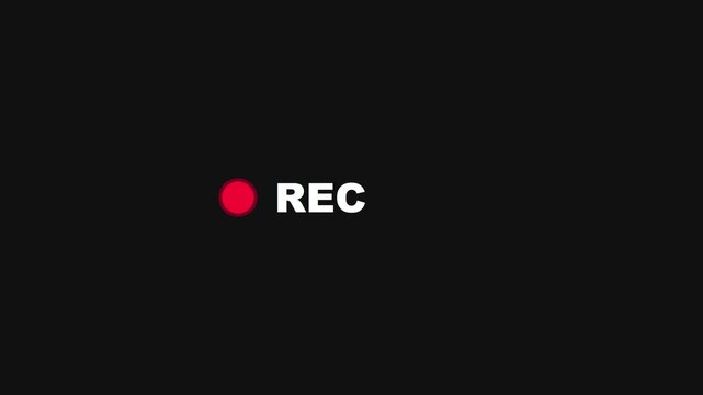 Recording indicator overlay with blinking red rec dot for broadcast and media production animation 4k