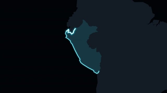 Peru Highlighted on World Map with Glowing Zoom Animation