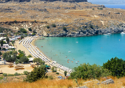 Praia Principal de Lindos, Lindos, Ilha de Rodes, Gr&eacute;cia