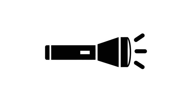 Vector illustration of flashlight icon with light beam on a transparent background