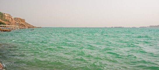 Obraz premium View of Sharm El Maya Bay in Sharm El Sheikh, Egypt before storm for background