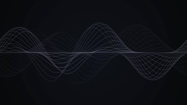 White mathematical sine waves flow in a seamless loop