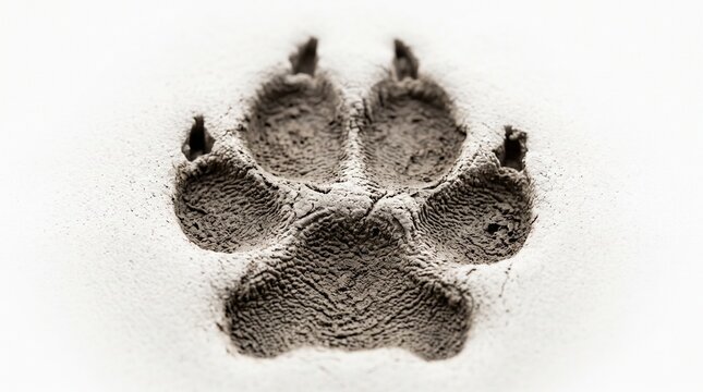 paw print dog wolf track animal footprint sand trace wild nature wildlife claw soil earth mud ground surface texture detail imprint stampa canine isolated on white background
