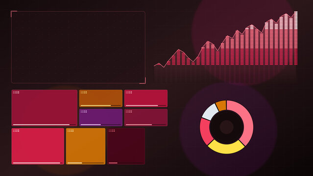 Dark Red Financial Analytics Dashboard UI with Charts and Graphs