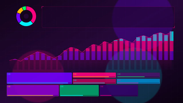 Neon Dark Mode Financial Dashboard UI Interface Vector Art Template