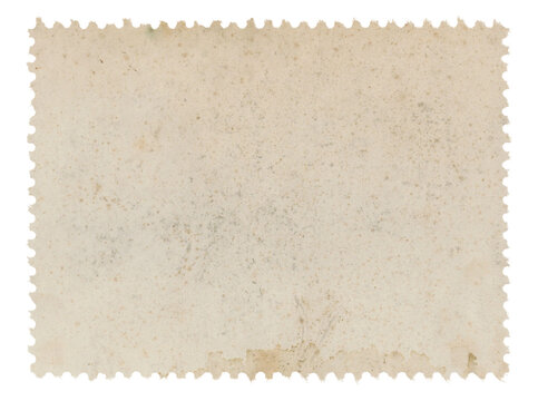 Postage stamp with blank stained antique paper design space on transparent background