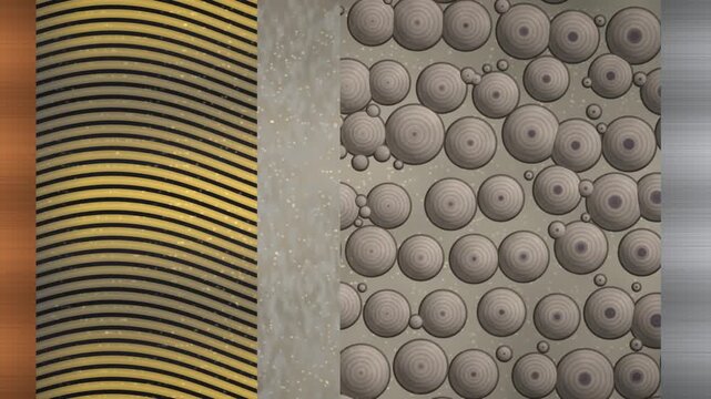 Lithium Ion Battery Cell Cross Section With Layered Graphite Anode And Porous Cathode Particles, Seamless Loop in deep copper tones