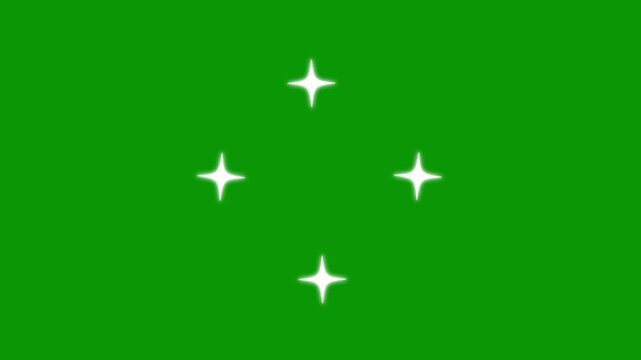 White cartoon twinkle star glitter sparkle animation, cute blinking stars flat vector doodle style motion graphics, designed for green screen background video use overlay 4k video