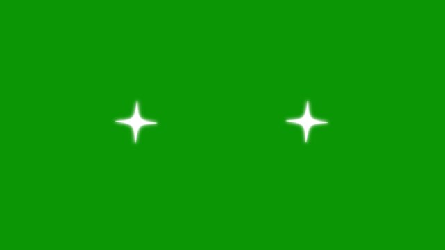 White cartoon twinkle star glitter sparkle animation, cute blinking stars flat vector doodle style motion graphics, designed for green screen background video use overlay 4k video