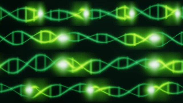 Genome Editing Molecular Scanner Cutting And Splicing DNA Double Helix Strands Seamless Loop in subtle emerald tones