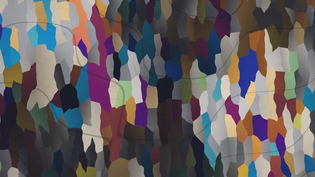 Crossed Polarized Light Mineral Grain Mosaic With Sweeping Extinction Bands Seamless Loop in soft teal tones