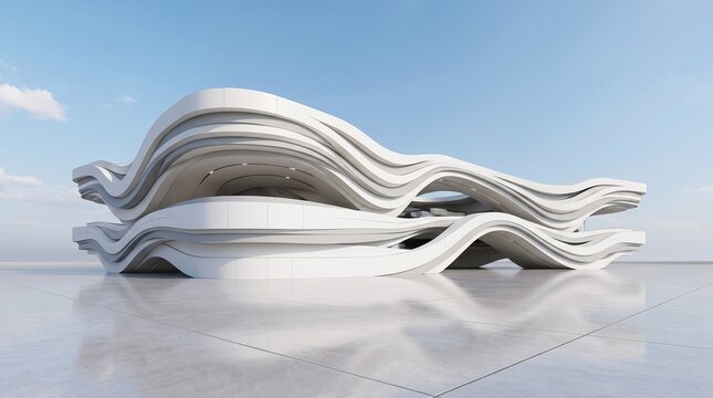Modern parametric wave building architecture exterior with architecture parametric building exterior abstract structure futuristic geometric contemporary conceptual minimalist environment