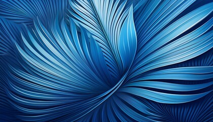 Naklejka premium Abstract Blue Tropical Palm Leaf Texture With Radiating Lines Background