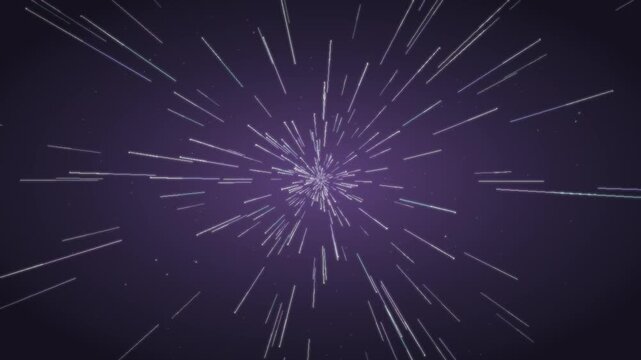 Warp speed hyperspace starfield flight seamless loop in cool violet tones