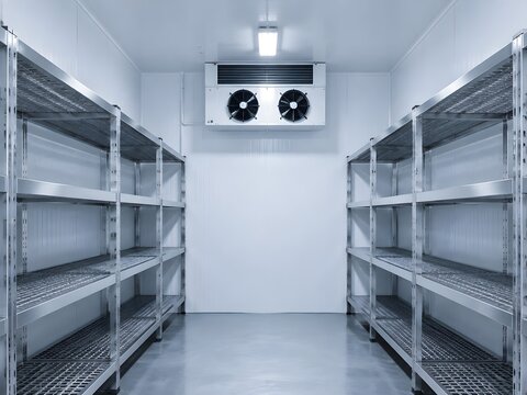Minimalist cold room with completely Premium Commercial Stock Photography Concept For Modern Industrial Design And