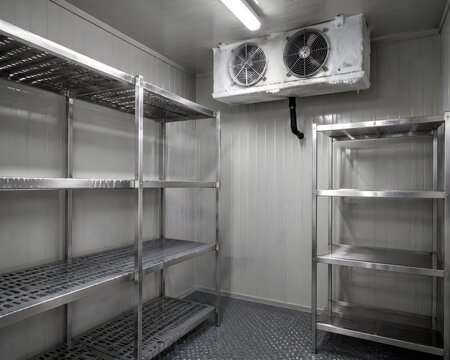 Compact Restaurant Cold Room with Stainless Racks Nonslip Flooring Frosted Evaporator and Hygienic Storage Design