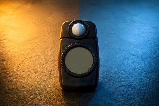 Pocket Light Meter With Blank Circular Display Under Split Illumination Professional Commercial Stock Photography Image