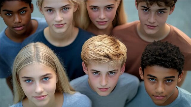 Diverse group of young individuals in a studio setting.