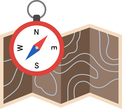 Navigation compass and topographic map