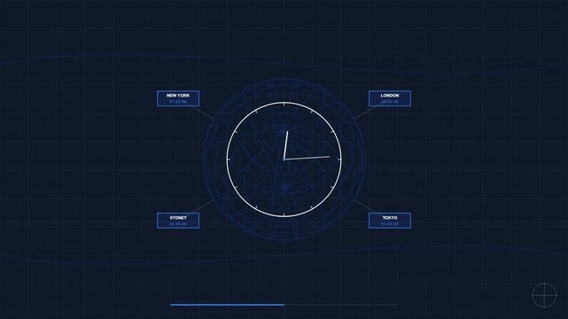 Global World Clock HUD with Multiple City Time Zones