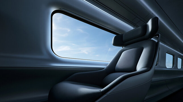Luxury First Class Seat in Modern High Speed Train Interior