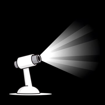 White Spotlight Projector Casting Layered Light Beams on Black Background