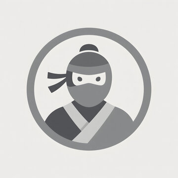 Ninja warrior avatar icon, flat vector illustration of a masked martial arts fighter.