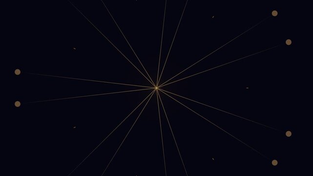 Golden rays extend outward from a central point against a deep dark blue background.