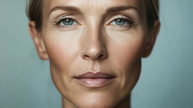 Close-up of a woman's face showcasing the passage of time.