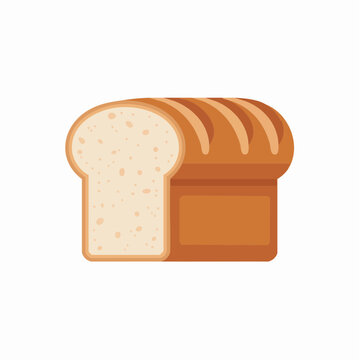 Flat vector illustration of a loaf of sliced white bread on a white background.
