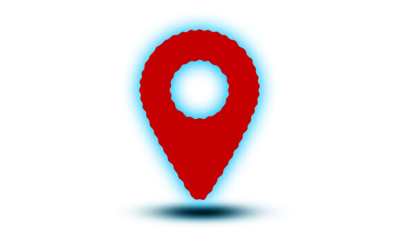Rough textured red map location pin icon isolated on transparent background
