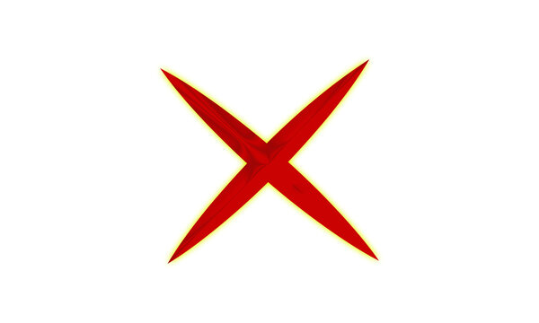 Red cross mark symbol isolated on transparent background
