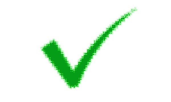 Green check mark symbol isolated on transparent background