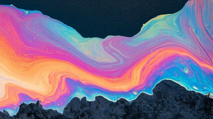 Obraz premium Colorful Oil Film with Organic Fluid Curves