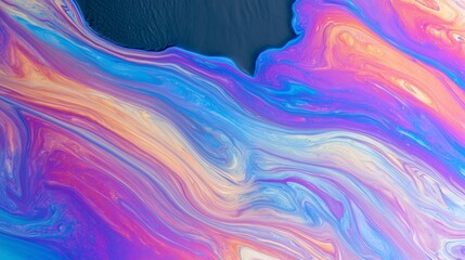Obraz premium Swirling Oil Sheen with Purple Cyan and Peach Layers