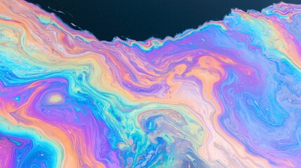 Obraz premium Iridescent Oil Sheen Flowing across Dark Water