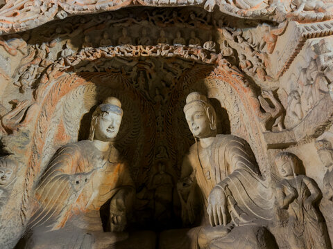 Yungang Grottoes displaying carved Buddha and bodhisattva figures