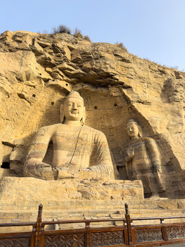 Datong Yungang Grottoes showing ancient Buddha statues in cave