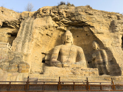 Yungang Grottoes ancient Buddhist colossal statues in Datong China