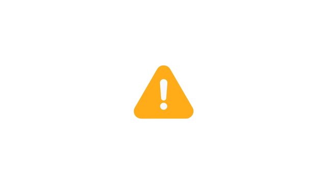 Animated Yellow Alert Triangle with Bright Exclamation Mark for Hazard Warnings white background