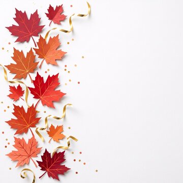 Autumn leaves on white background. Fall season decoration elements