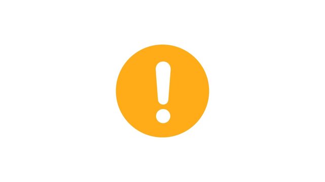 Animated Yellow Danger Sign with Glowing Exclamation Mark for Emergency Alert Notifications with white background