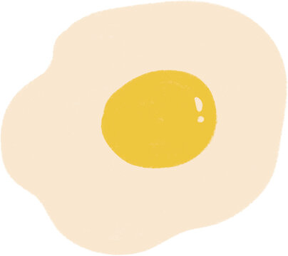 Cute colored pencil drawn fried egg sunny side up, hand-drawn fresh egg clipart PNG for breakfast and cooking design