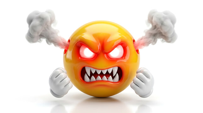 Furious 3D Emoji Icon for Business Stress, Frustration, Warning, and Customer Dissatisfaction Concepts