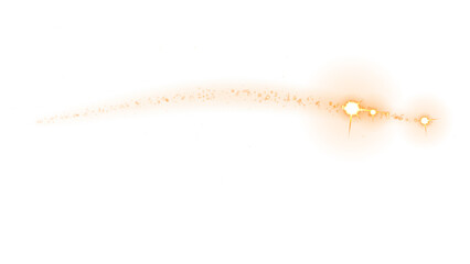 Abstract orange glowing comet shape with sparkling light effects on a dark black starry background, for creative digital, and space concepts © PNG FORGE
