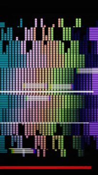 colorful glitch audio equalizer and digital spectrum