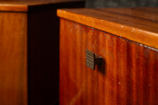 vintage furniture and accessories with texture and details on a dark background