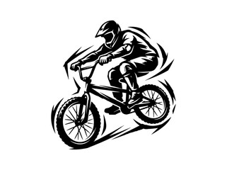 Fototapeta premium Black and White BMX Rider Illustration, Extreme Sports Action