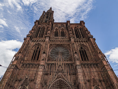Notre Dame de Strasbourg cathedral showing its Gothic architecture and intricate stone facade