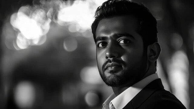 Portrait of a person smiling in the dark